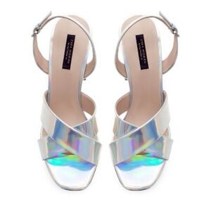 Zara metallic silver heels size US 9 / EU 40